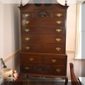 F03. Chippendale style highboy dresser. 85"h x 42"w 23"d 